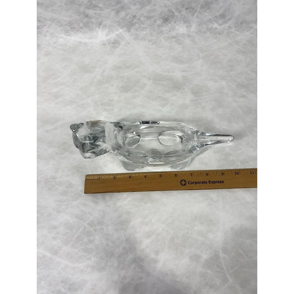 Carole Stupell Collection Clear Glass Cat Figurine Dish Trinket Bowl Vintage Art